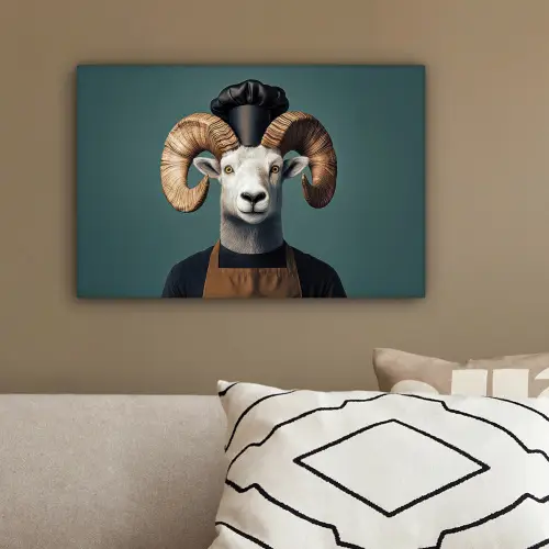 Geit - Hoorns - Kokskleding canvas 2cm klein -sfeer3