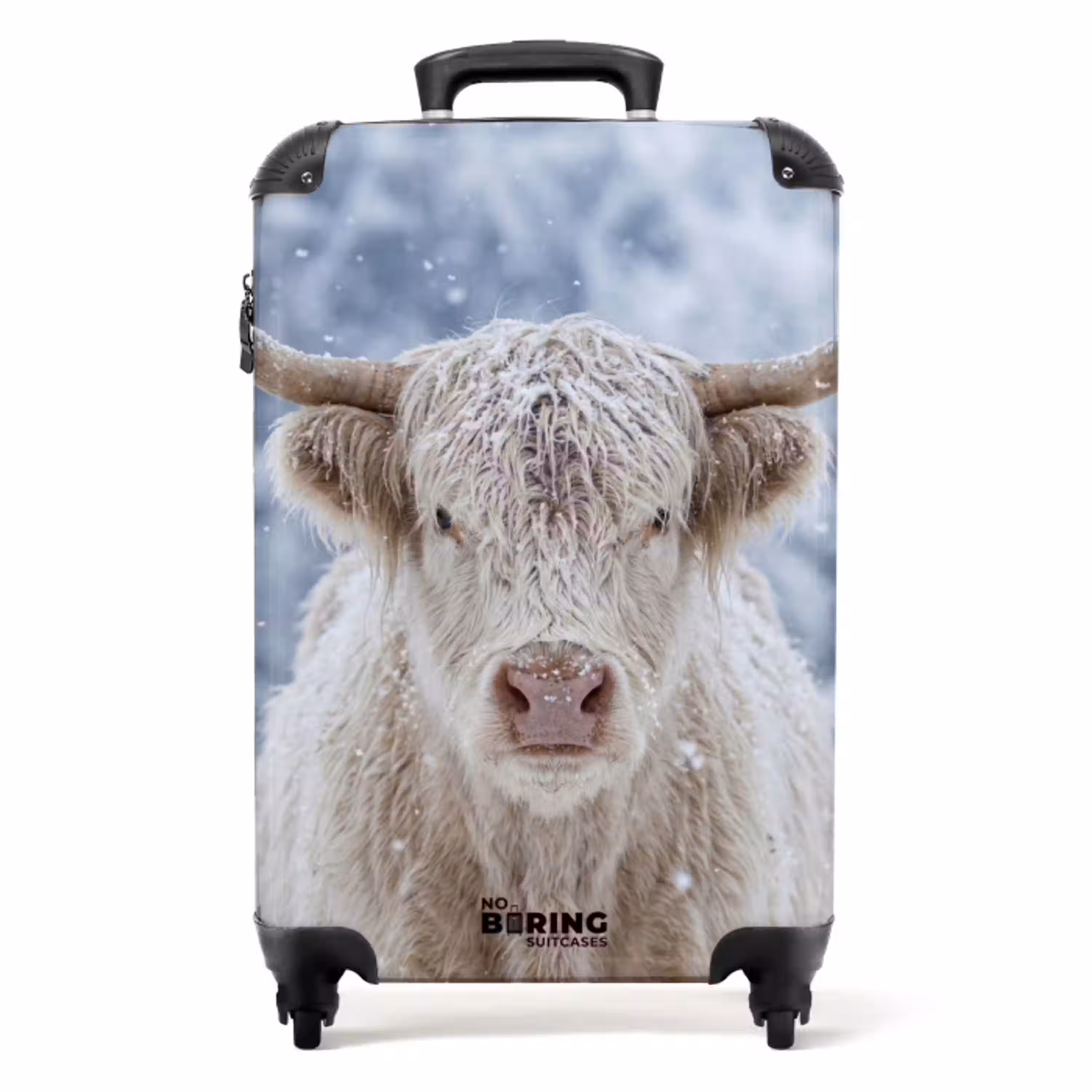 Schotse Hooglander - Sneeuw - Bergen - Winter NBS - Handbagage koffer - Volwassenen Unisex middel -productfoto_recht
