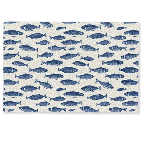 Vissen - Patroon - Blauw - Wit Deurmat klein 898 -zkaufland3d