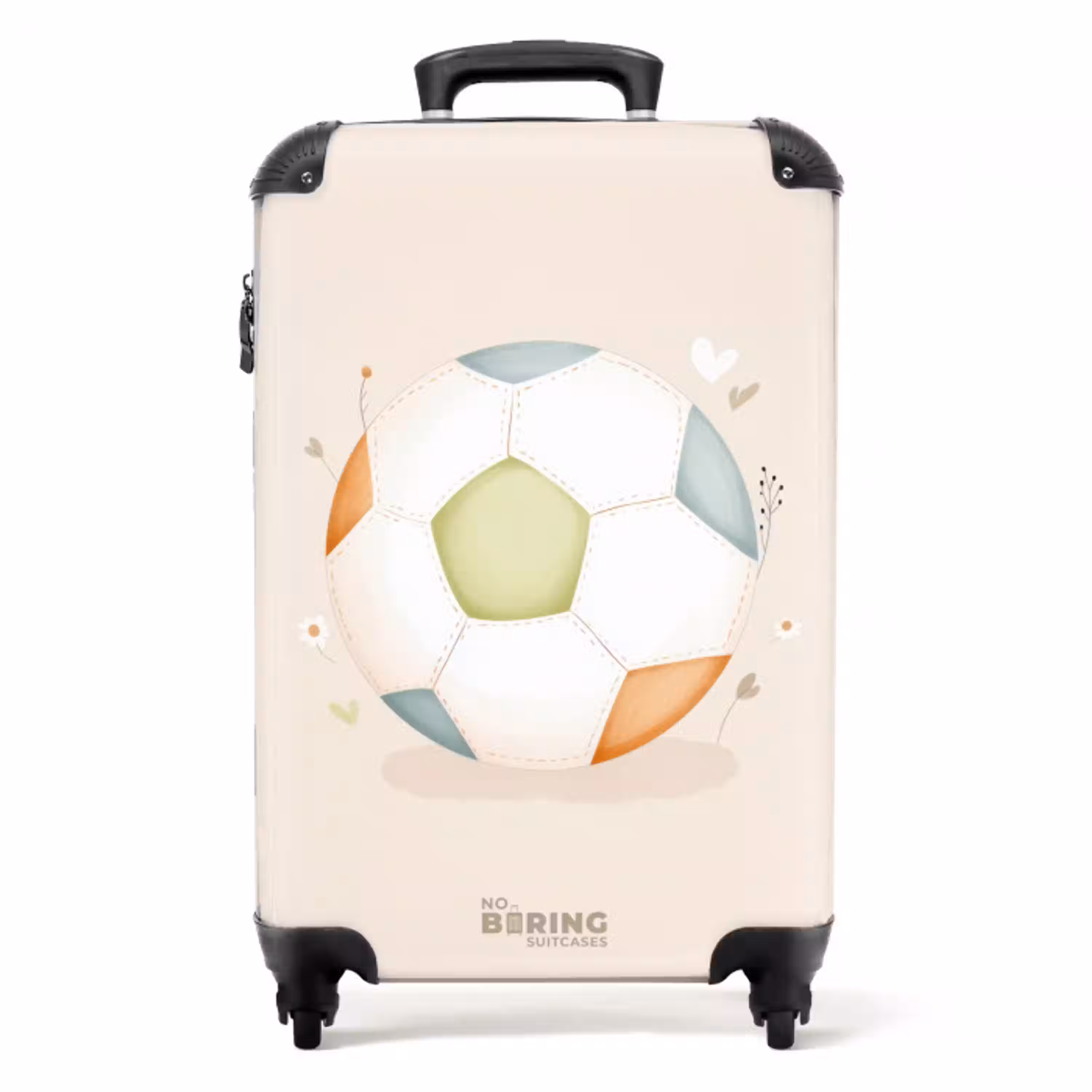 Voetbal in beige pastel kleuren NBS - Handbagage koffer - Volwassenen Unisex middel -productfoto_recht