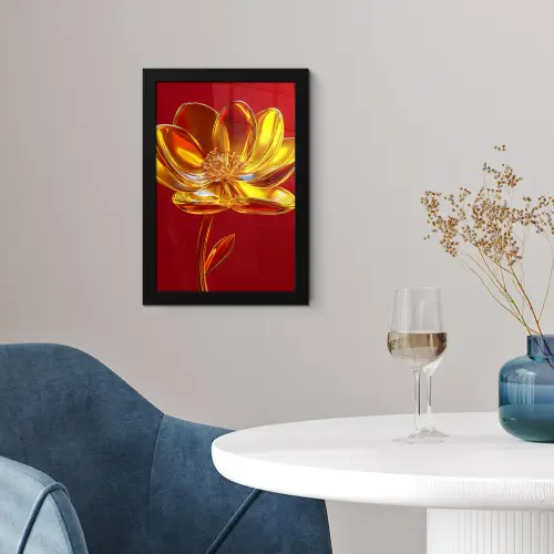 Bloem - Goud - Glazen fotolijst zwart zonder passe partout klein -sfeer4