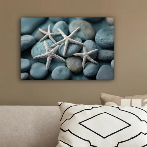 Zeesterren - Stenen - Wit canvas 2cm klein -sfeer3