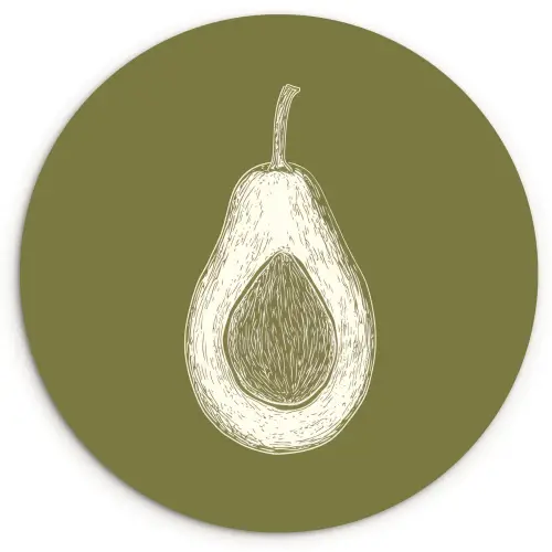 Avocado - Minimalistisch - Illustratie - Groen Wandcirkel kunststof plaat 5mm dik klein -3d