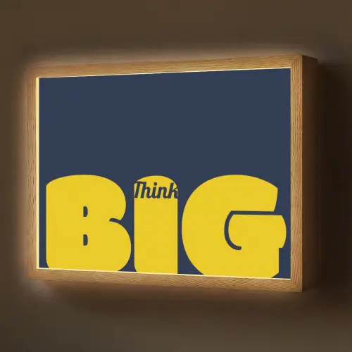 Think big - Blauw - Geel Light Box met batterij (Wandlamp) middel -z3d_website