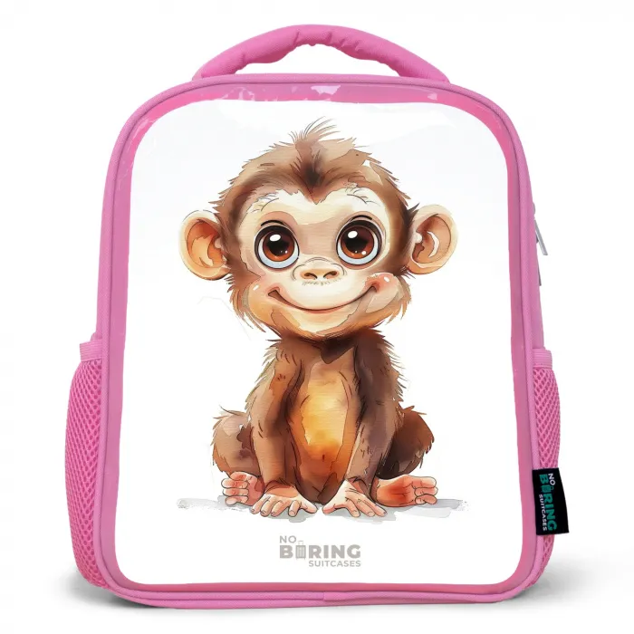 Baby aap Kinderrugzak - Roze middel -3d