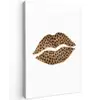 Lip - Panterprint - Minimalistisch - Wit Tuinposter op houten frame 2 cm dik middel -3d