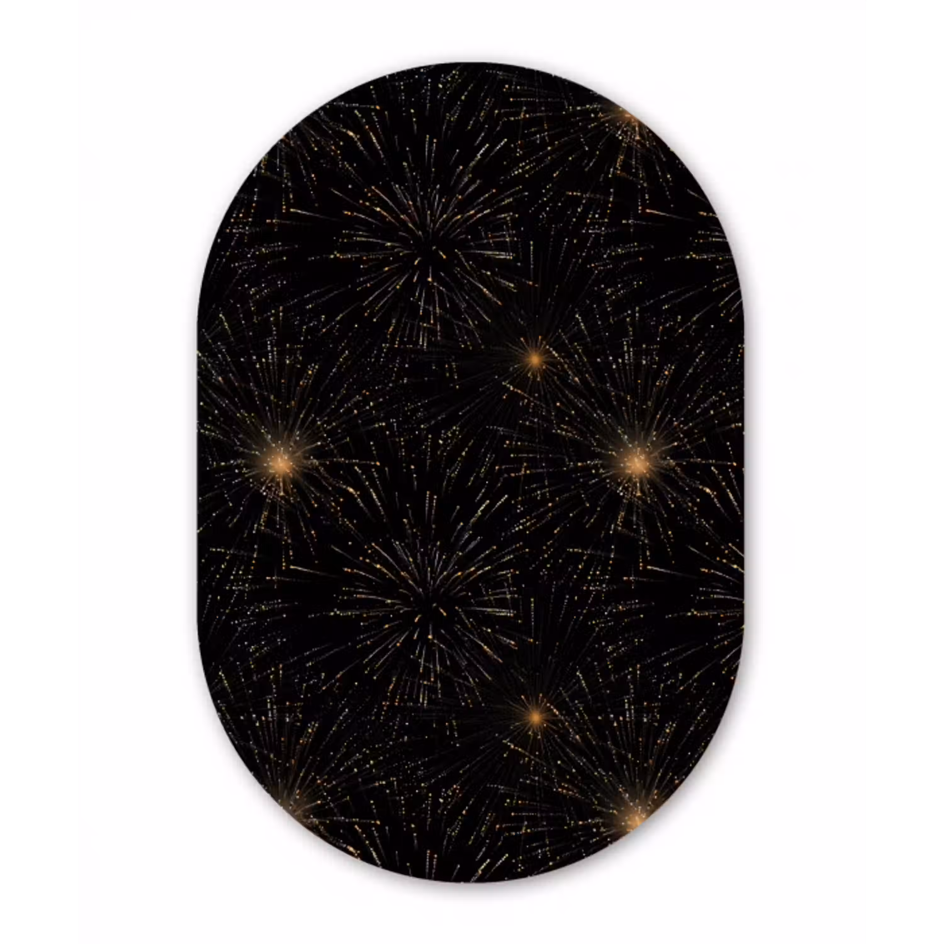 Vuurwerk - Patroon - Feestelijk - Goud - Zwart Wandcirkel Ovaal Forex klein 630 -3d