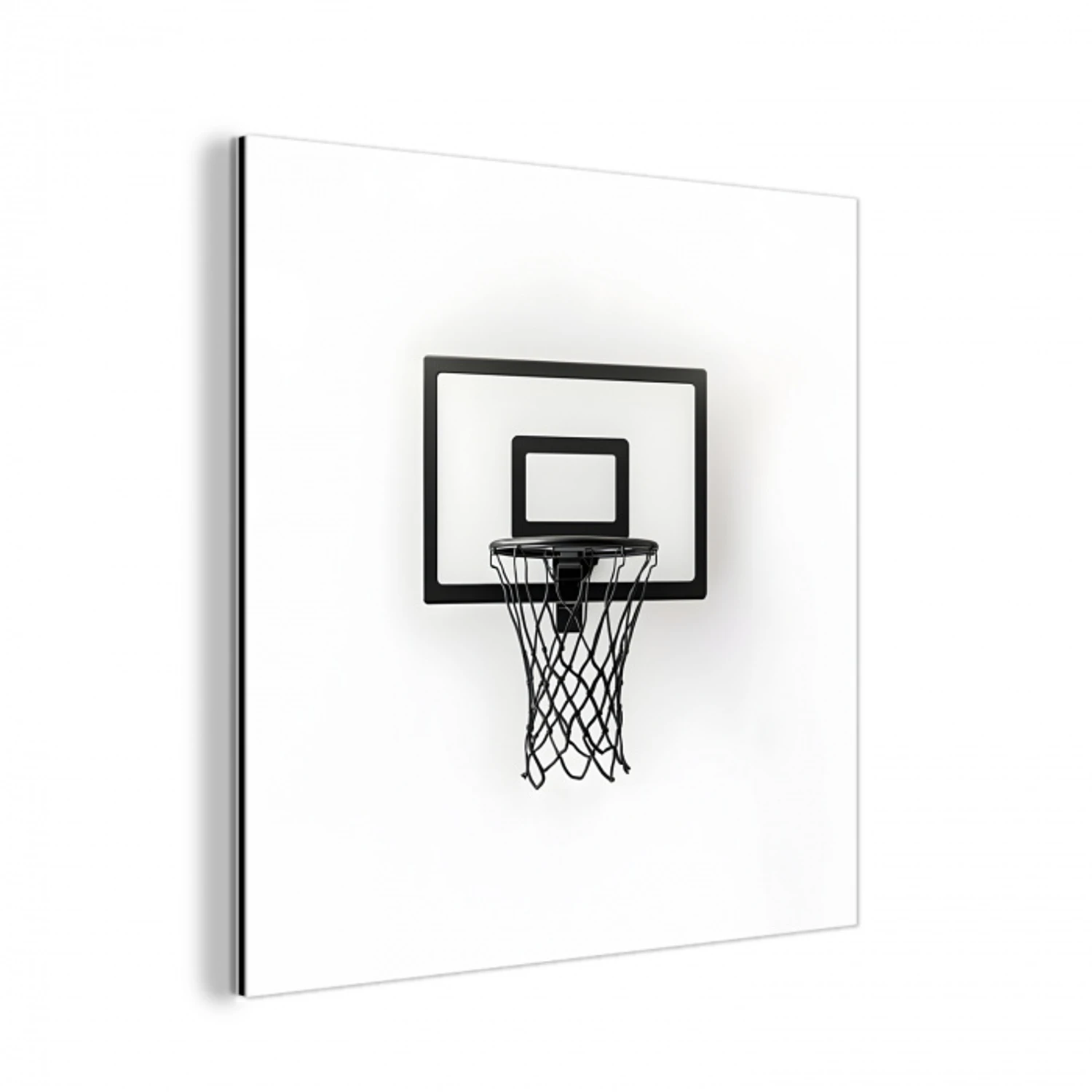 Basketbalbord - Minimalistisch - Zwart aluminium wit klein -3d