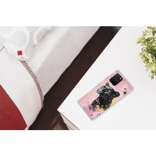 Zwart - Panter - Roze - Abstract Telefoonhoesje Samsung Galaxy S10 Lite klein -kamerS10Lite