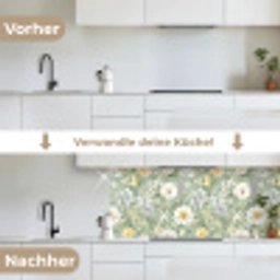 Klassiek - Bloemenpatroon - Kleurrijk keuken achterwand 2 middel 871 -voor-na_DE