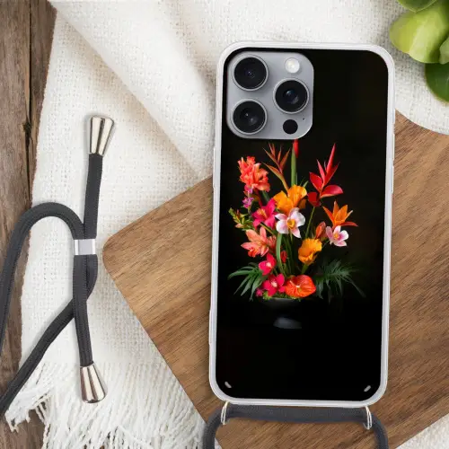 Boeket - Bloemen - Exotisch Hoesje iPhone 16 Pro Max met koord klein -sfeer4
