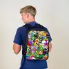 Chaotisch kleurrijk monster patroon Rugzak - Zwart middel -sfeer8
