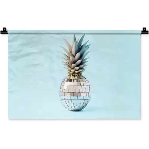 Blauw - Ananas - Disco - Discobal Wandkleed katoen klein -zz3d