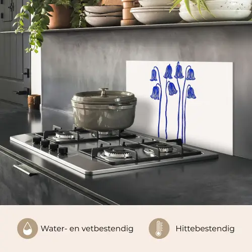Bloemen - Blauw - Lijnen - Bloemblaadjes keuken achterwand spatscherm klein -usp_NL