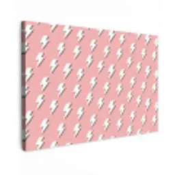Patroon - Wit - Bliksem - Roze Tuinposter op houten frame 2 cm dik klein 845 -3d