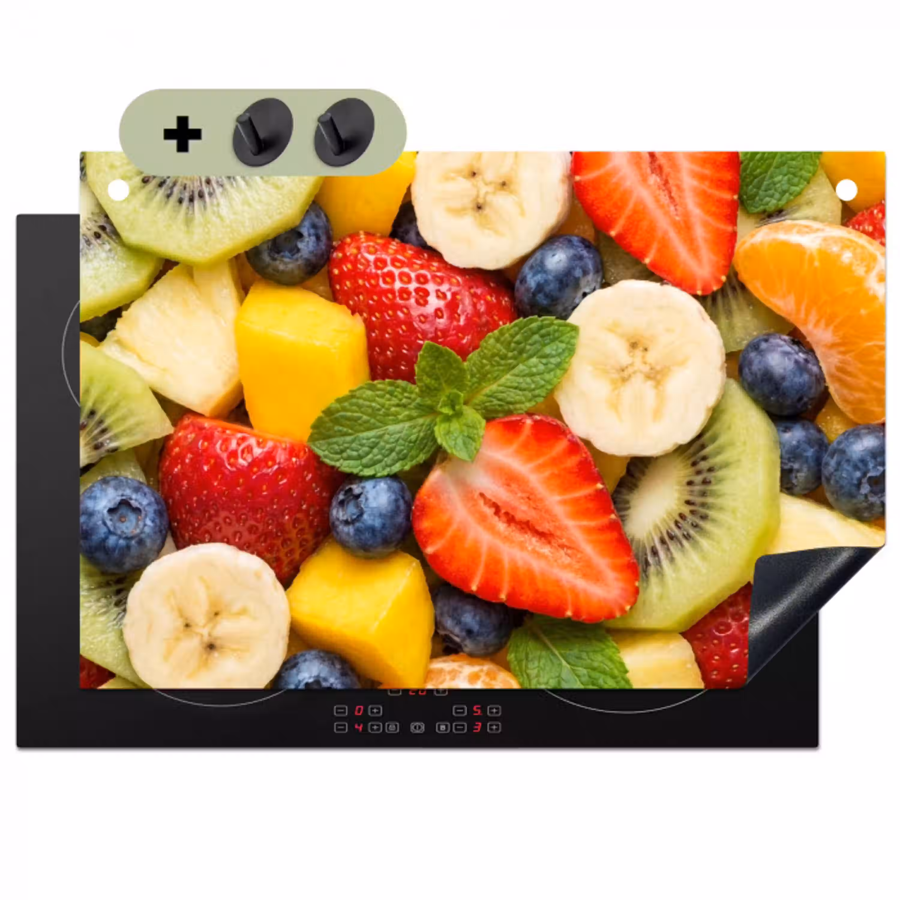 Fruit - Plakjes - Eten - Kleurrijk Inductie beschemer met haakjes klein -3d