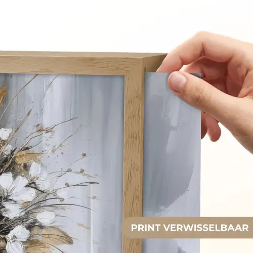 Bloemen - Wit - Vaas - Abstract Light Box met batterij (Wandlamp) middel -USP_websiteprintNL