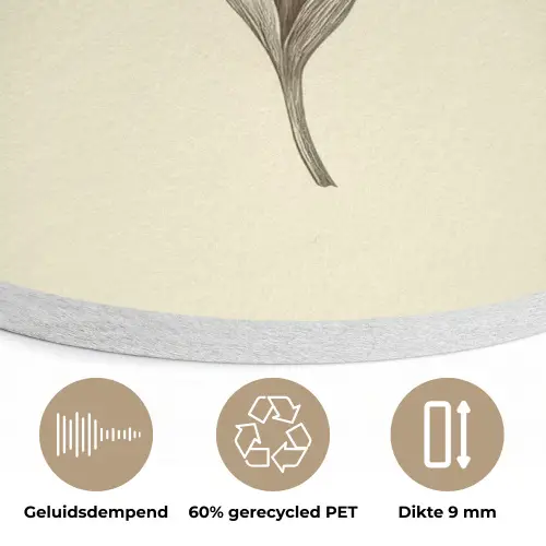 Illustratie - Tulp - Zwart Akoestische PET Vilt - Rond klein -closeup_NL