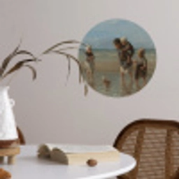 Kinderen der zee - Schilderij van Jozef Israëls Wandcirkel behangsticker klein -sfeer3