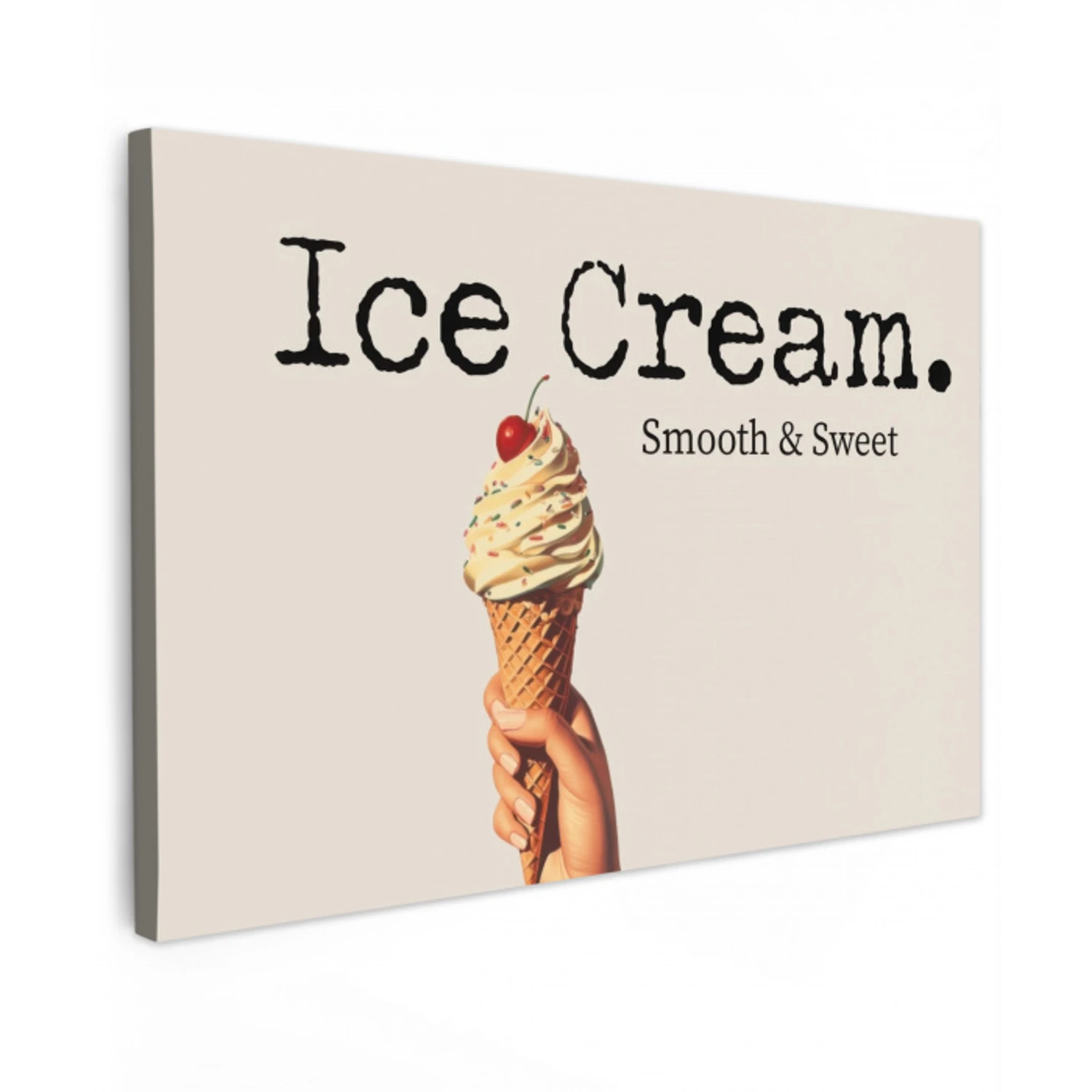 Ice cream - Softijs - Kleurrijk - Kers Tuinposter op houten frame 2 cm dik klein -3d