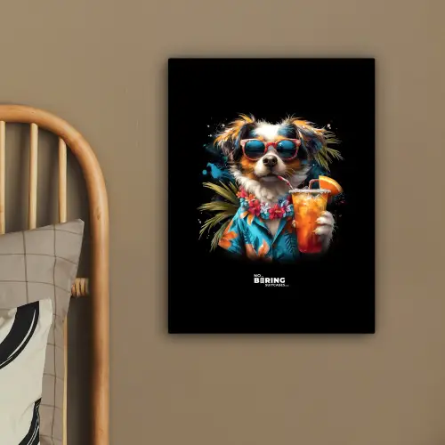 Hond in tropische sferen canvas 2cm klein -sfeer3