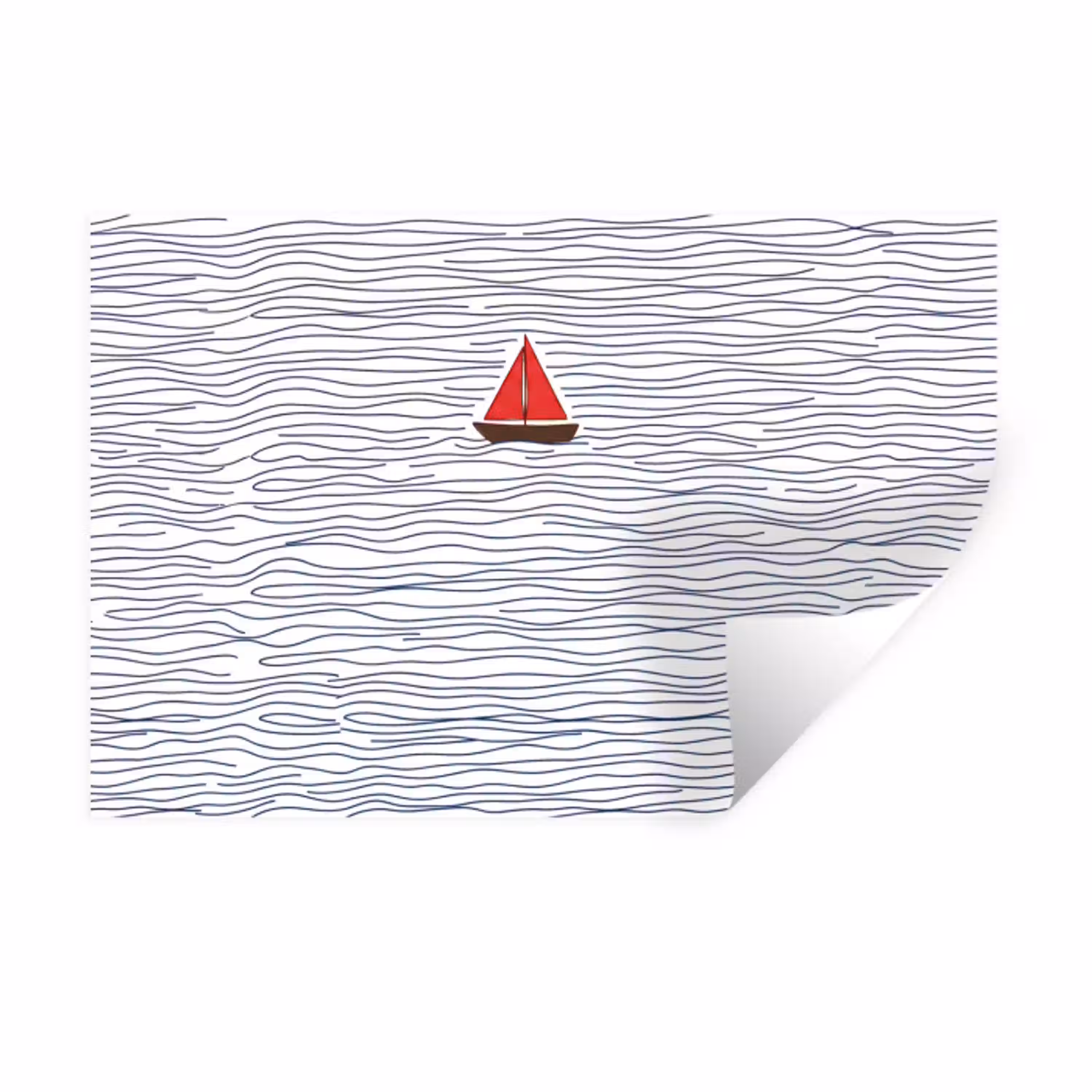 Boot - Water - Rood - Illustratie - Minimalistisch Muursticker klein -3d