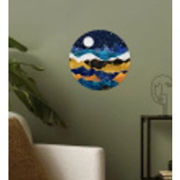 Nacht - Goud - Marmer - Abstract - Landschap - Berg Wandcirkel behangsticker klein -sfeer2