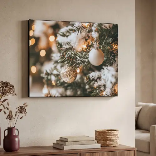 Kerst - Kerstboom - Winter - Binnen - Sneeuw Textielframe zwart klein -sfeer3