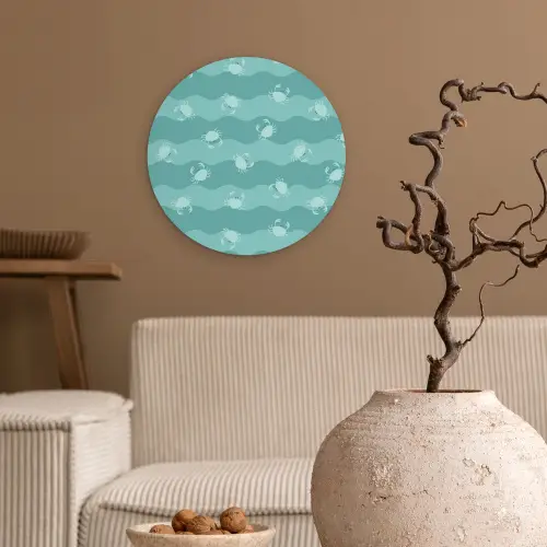 Zee - Dieren - Blauwe krab - Blauw Wandcirkel kunststof plaat 5mm dik klein 188 -sfeer1