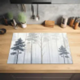 Bos - Bomen - Mist - Natuur - Illustratie - Grijs Inductie beschermer vinyl 3mm klein -sfeer5