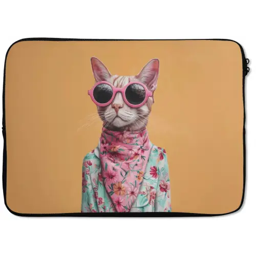 Zonnebril - Kat - Sjaal - Bloemen laptophoes neopreen klein -zkaufland3dotto