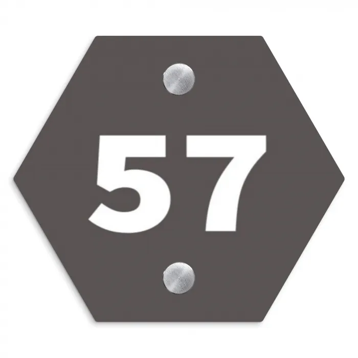 Grijs - Traditioneel Naambord Hexagon klein -3d
