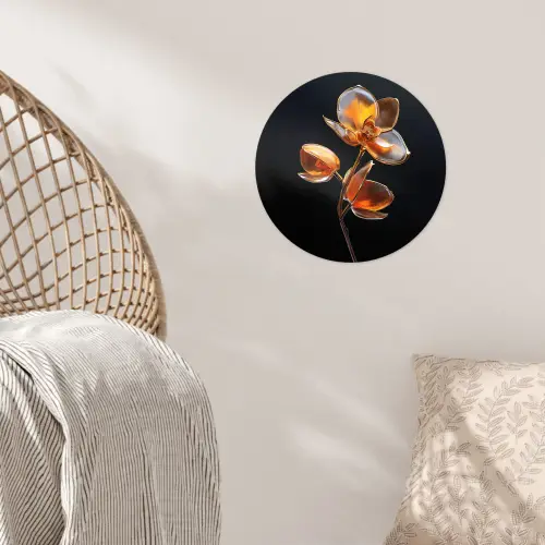 Bloem - Orchidee - Oranje Wandcirkel behangsticker klein -sfeer4