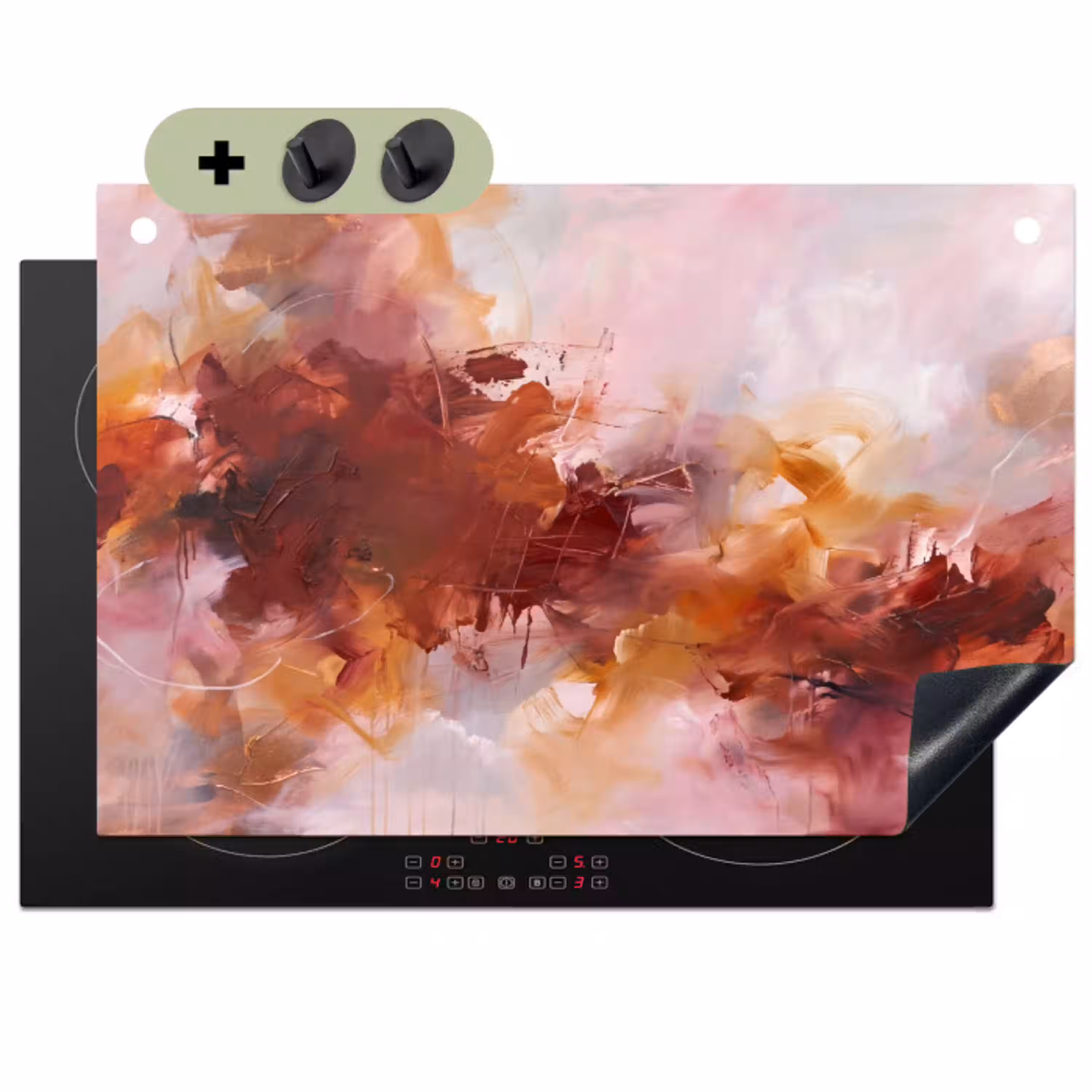 Abstract - Kleurrijk - Kunst - Modern - Roze-Rood Inductie beschemer met haakjes klein -3d