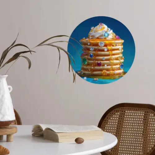 Pannenkoeken - Steentjes - Glitter - Slagroom Wandcirkel behangsticker klein -sfeer3