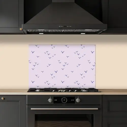 Lila - Vogels - Blauw keuken achterwand spatscherm klein 900 -sfeer1