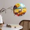 Schaap - Weide - Bloemen Wandcirkel behangsticker klein -sfeer3