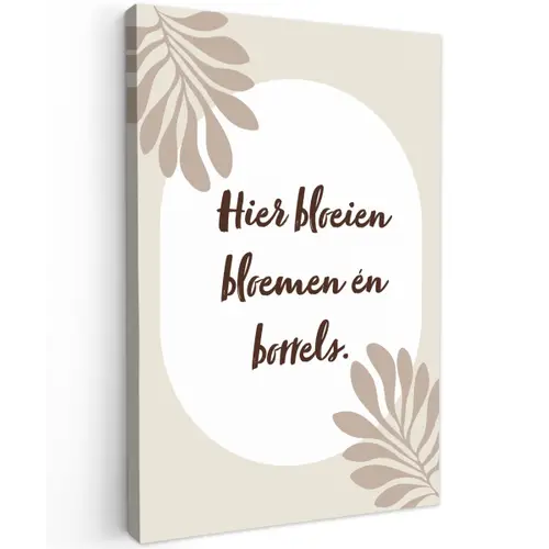 Bloemen - Quote - Zomer - Beige Tuinposter op houten frame 2 cm dik klein -3d