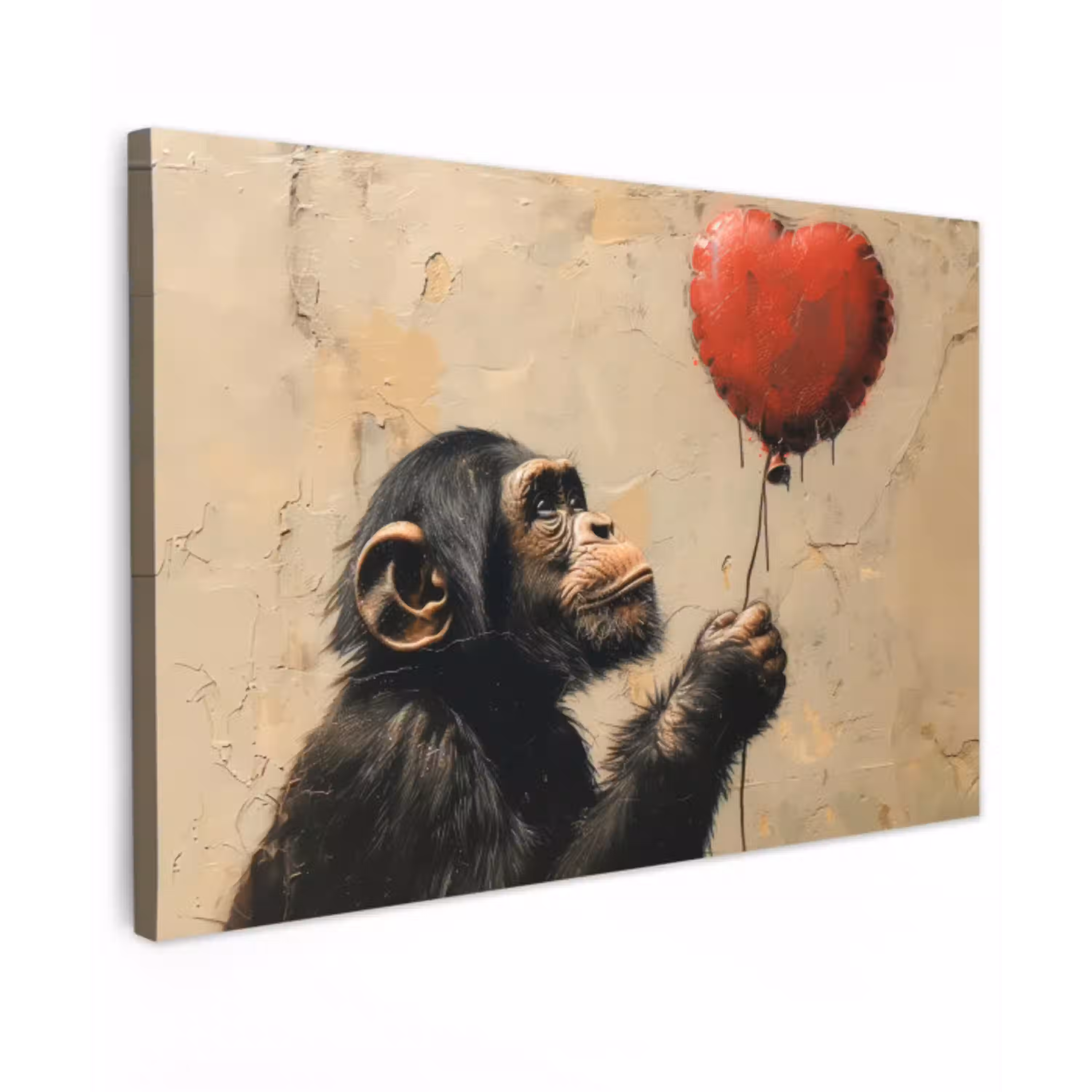 Street art - Chimpansee - Ballon - Graffiti - Banksy canvas 2cm klein -z3d