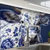 Koe - Delfts - Blauw - Artistiek keuken achterwand 2 middel -zzzz3d_schuin