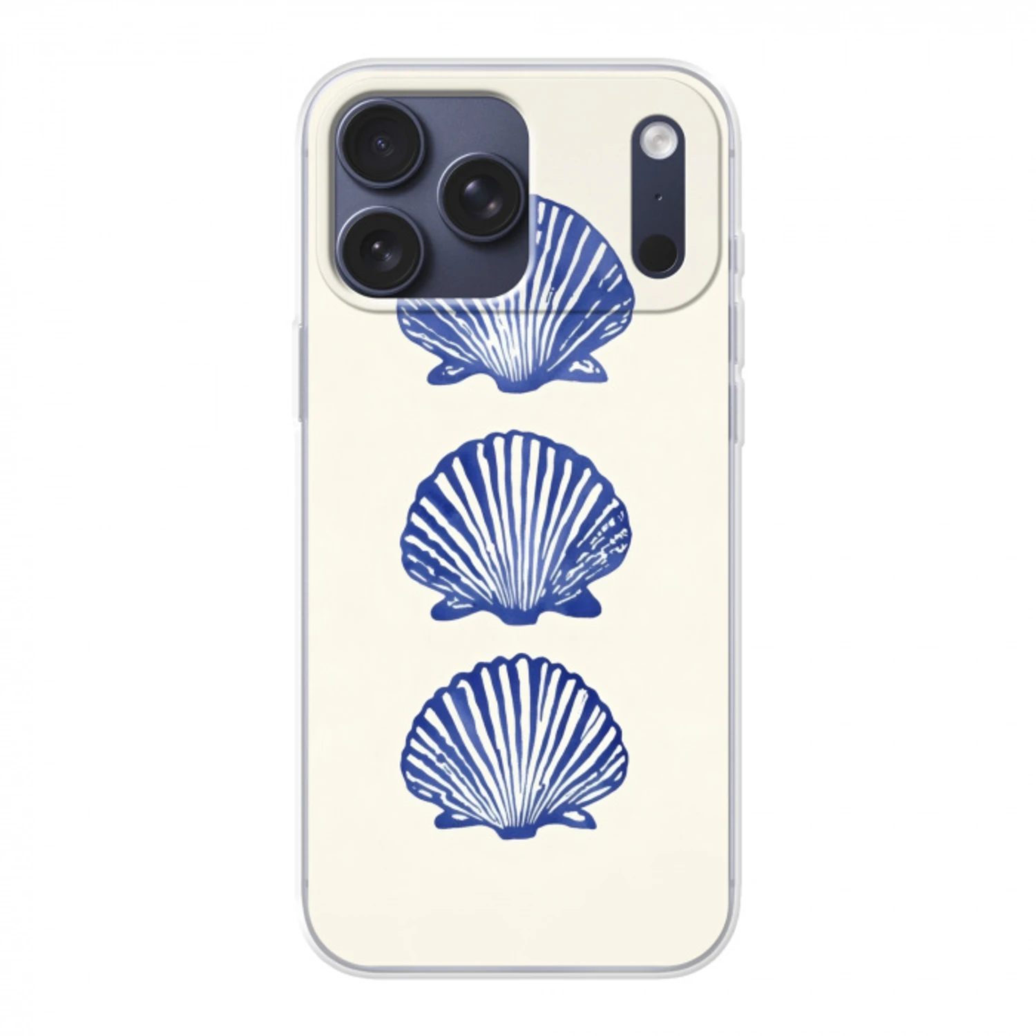 Schelpen - Blauw - Patroon Telefoonhoesje iPhone 17 Pro Max klein -3d