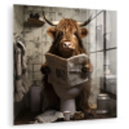 Schotse hooglander - Toilet - Krant - Badkamer plexiglas 5mm klein -zzzproduct_nieuw