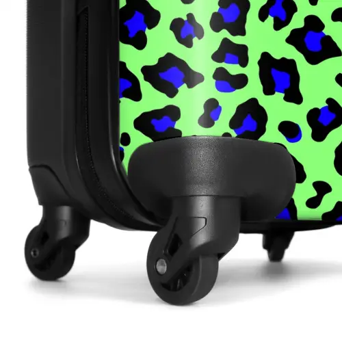 Blauw uipaardpatroon op groene achtergrond NBS - Handbagage koffer - Kinderen Unisex middel -wiel
