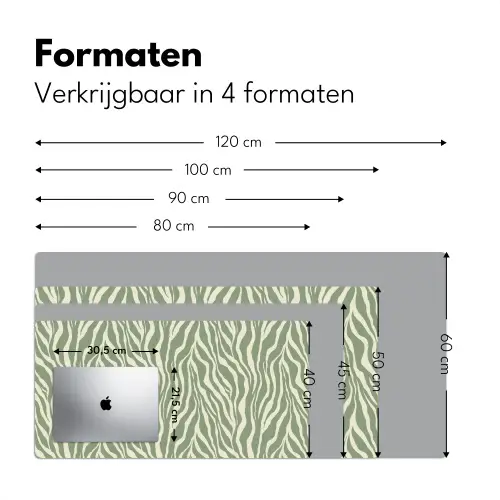 Zebra - Motief - Groen Muismat XXL klein 681 -sfeer5