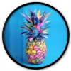 Ananas - Blauw - Tropisch - Vrolijk Fotolijst rond zonder passe partout klein -3d
