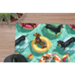 Teckels - Zwembad - Kleurrijk muismat rubber klein 262 -closeup