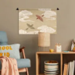 Vogels - Vliegen - Beige Wandkleed katoen klein -wsfeer4_kind