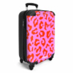 Panterprint in rood op roze achtergrond NBS - Handbagage koffer - Vrouwen middel -productfoto_3d