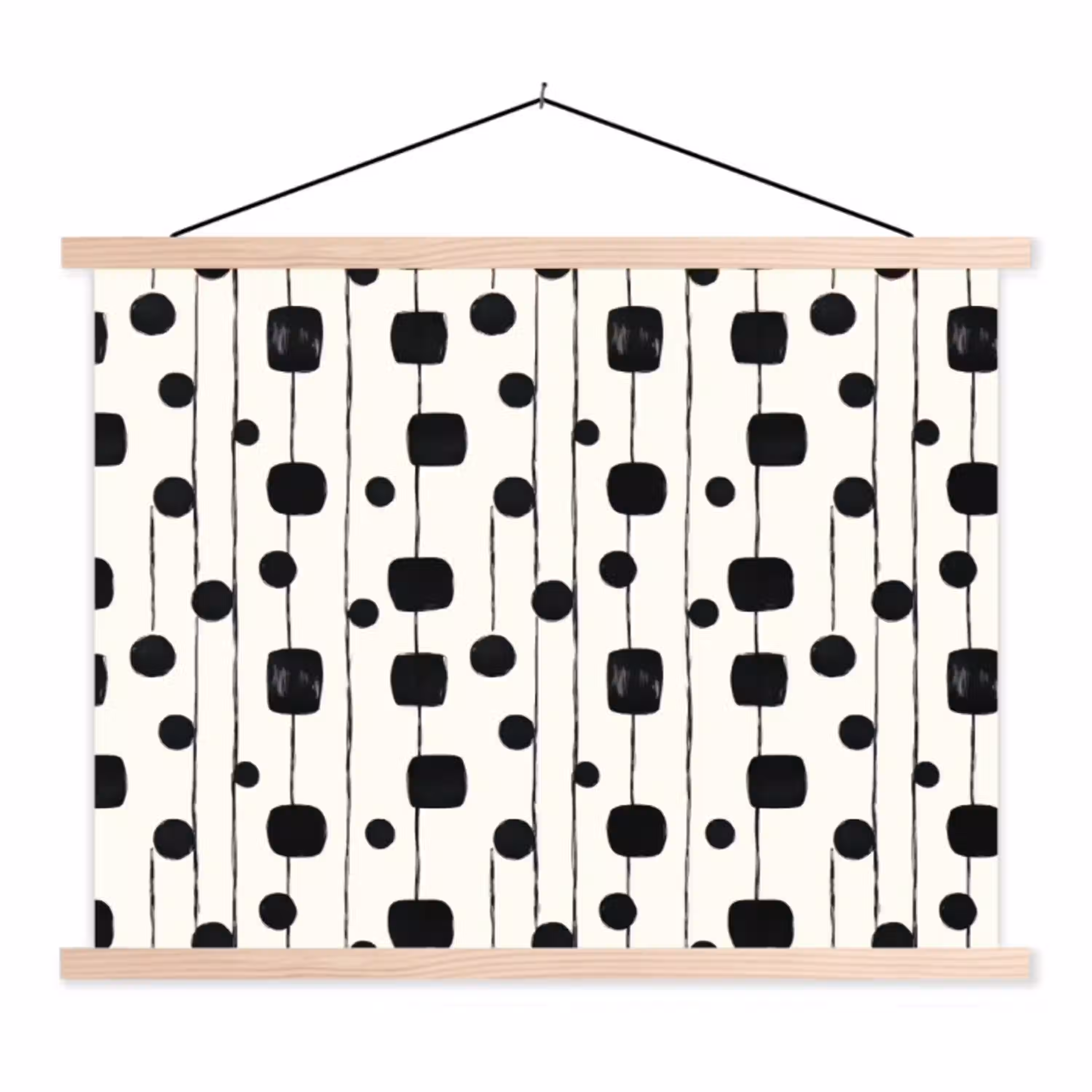 Grafisch - Modern - Zwart textielposter latten blank klein 122 -3d