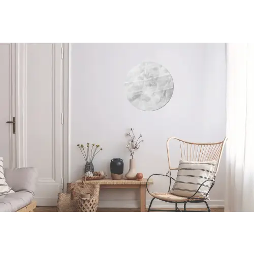 Marmer - Steen - Wit - Luxe - Marmerlook Wandcirkel aluminium klein -woonkamer